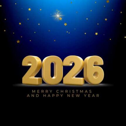 Blue Traditional Merry Christmas and Happy New Year 2026 Instagram Post