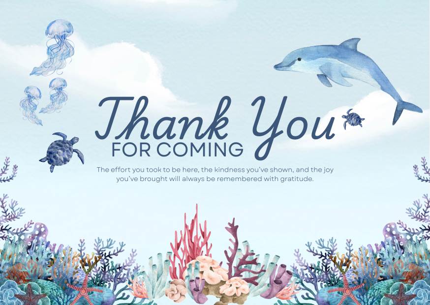 Blue Watercolor Thank You Card Landscape Blue Watercolor Thank You Card Landscape