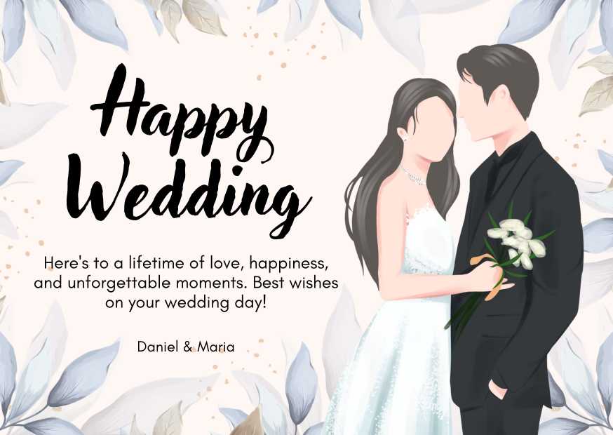 Blue and Cream Simple Floral Wedding Card Landscape Blue and Cream Simple Floral Wedding Card Landscape