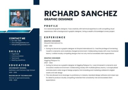 Blue & White Modern Resume – Editable CV Template | Professional ATS-Friendly Canva Design