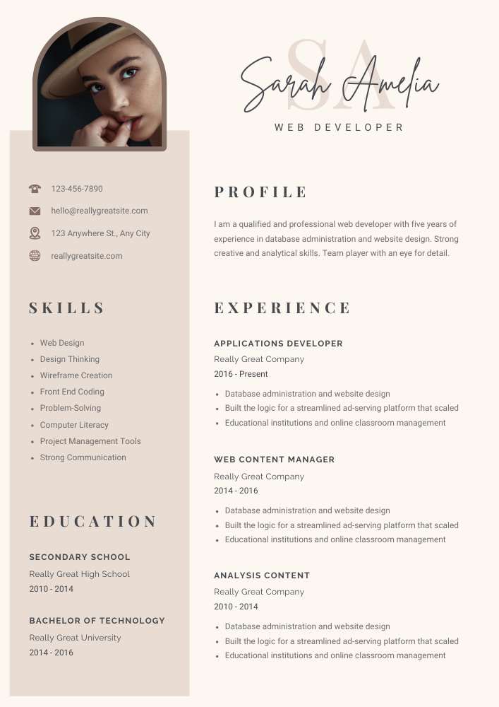 Brown Beige Minimalist CV Resume Brown Beige Minimalist CV Resume – Editable Canva Template | Modern ATS-Friendly Professional Resume