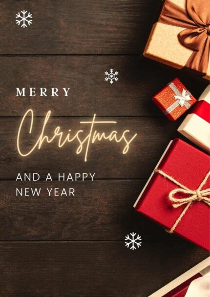 Brown and Red Elegant Merry Christmas and Happy New Year Poster