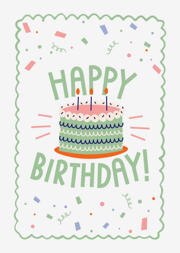 Colorful Festive Happy Birthday Card