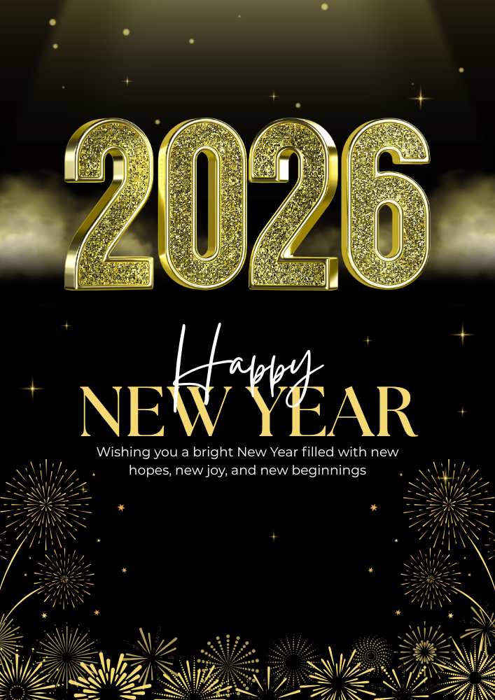 Gold & Black Modern Happy New Year Flyer (A4) Gold & Black Modern Happy New Year Flyer (A4)