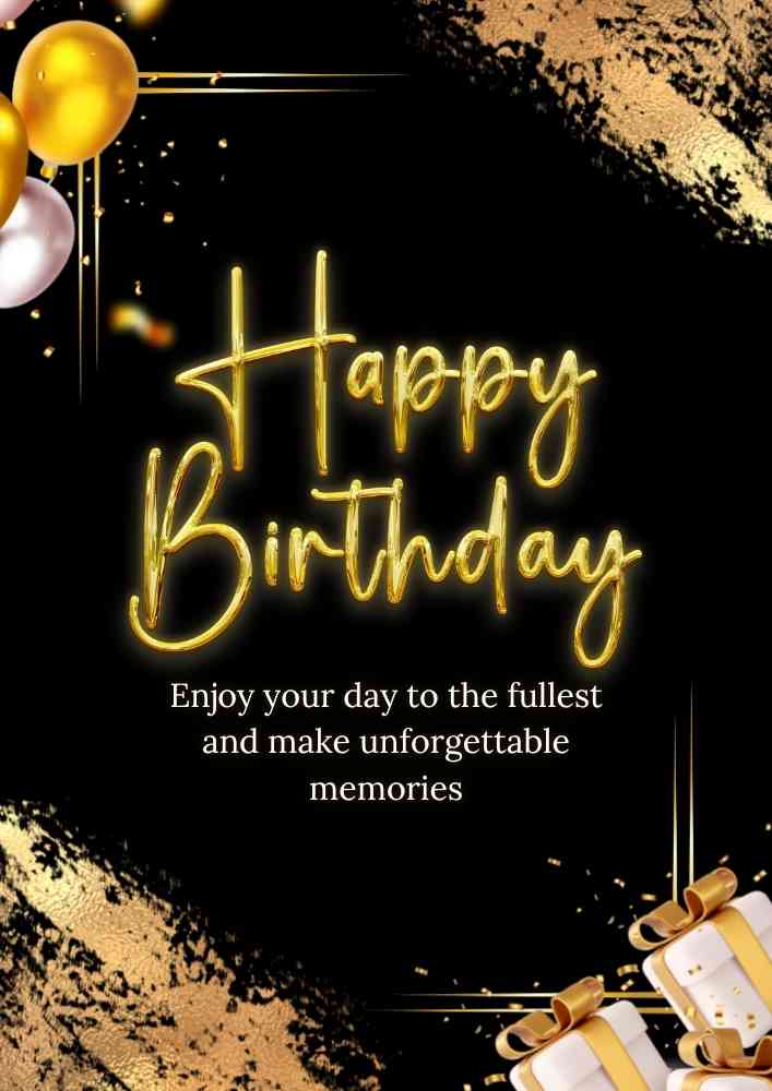 Gold Simple Happy Birthday Flyer