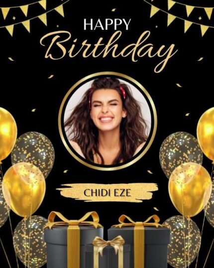 Gold and Black Modern Happy Birthday Greeting Instagram Post