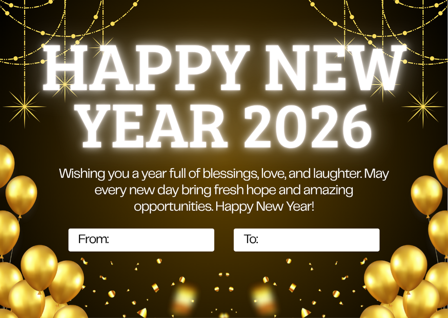 Gold and Black Modern Happy New Year 2026 Card Gold and Black Modern Happy New Year 2026 Card