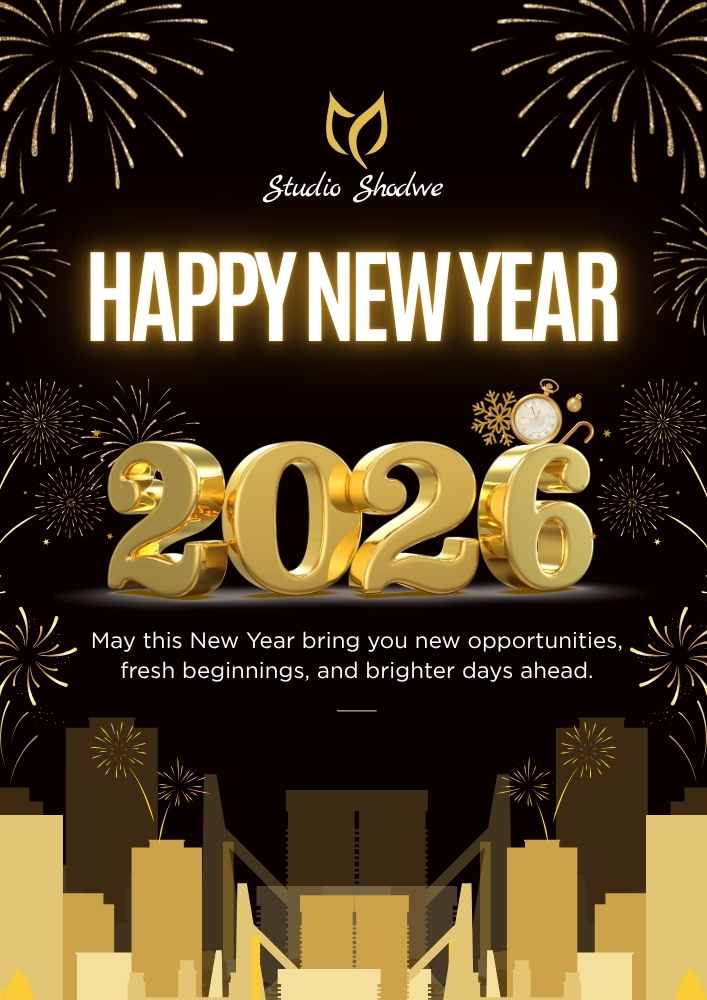 Gold and Black Modern Happy New Year 2026 Flyer