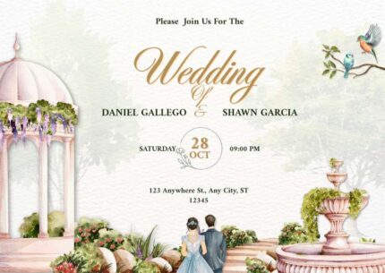 Gold and White Illustrated Wedding Card Editable Template | Canva Design