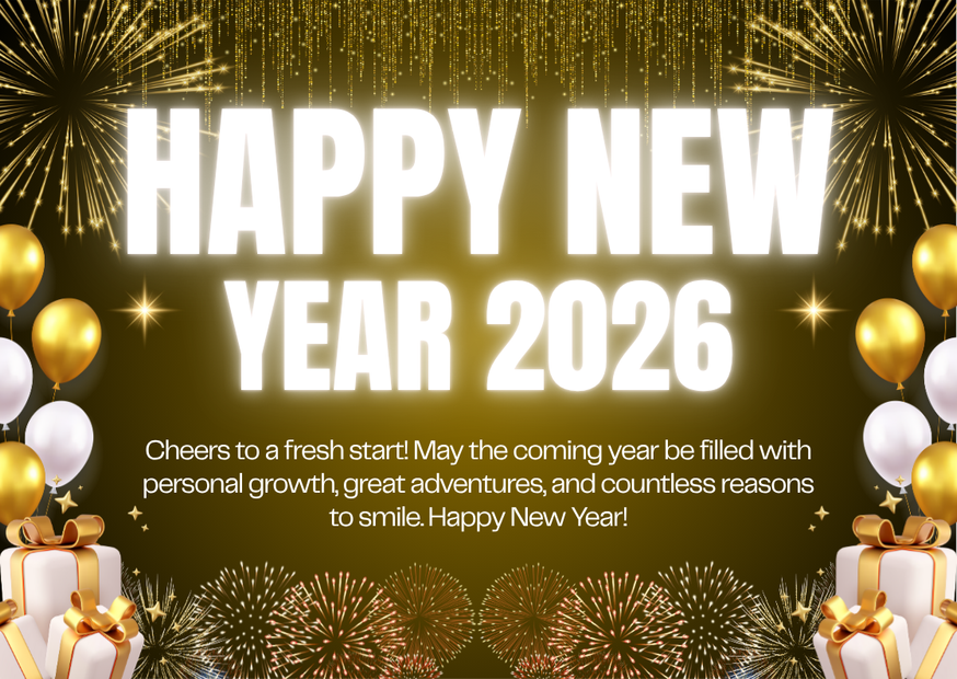 Gold and White Modern Happy New Year Card Gold and White Modern Happy New Year Card – Elegant Printable Holiday Greeting Template