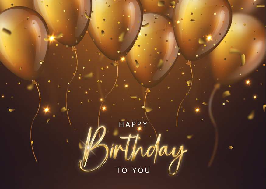 Golden Traditional Happy Birthday Greeting Card Golden Traditional Happy Birthday Greeting Card