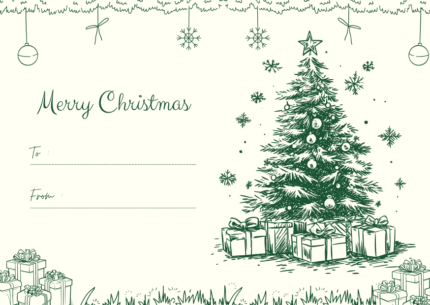 Green And Cream Vintage Christmas Card
