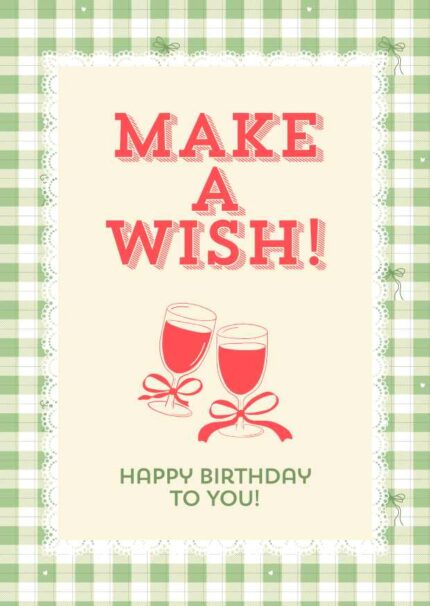 Green Retro Lace Plaid Happy Birthday Card