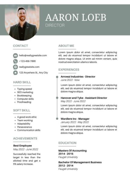 Green Simple Corporate Resume | Editable Template | ATS Friendly Professional Canva CV