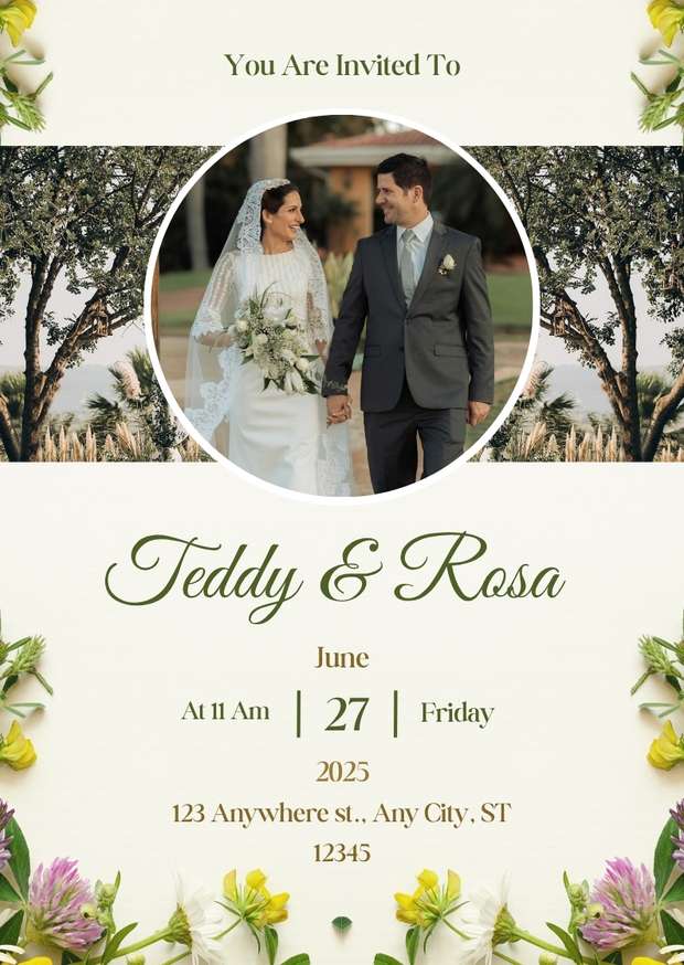 Green Simple Wedding Invitation Card Green Simple Wedding Invitation Card