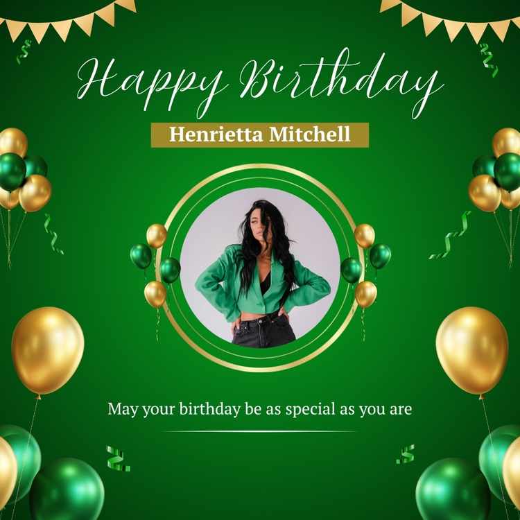 Green and Gold Modern Happy Birthday Card
