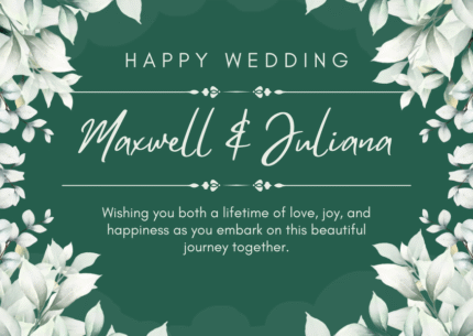 Green and White Simple Happy Wedding Card Landscape
