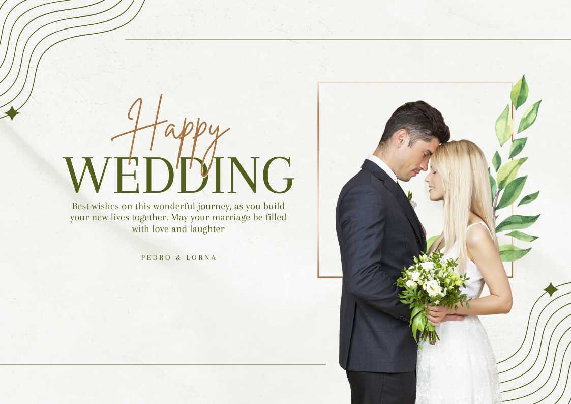 Green and White Simple Happy Wedding Poster A2 Landscape
