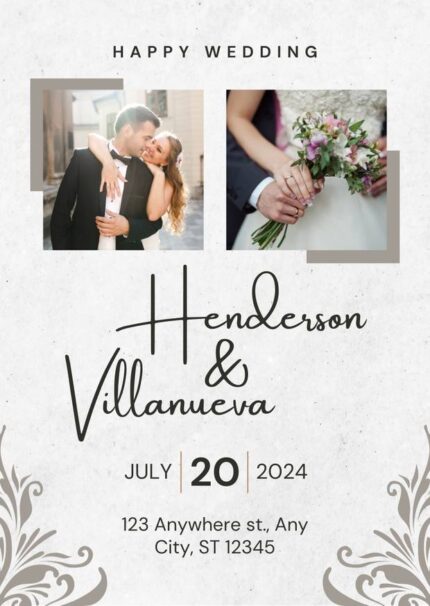 Grey & White Simple Happy Wedding Invitation