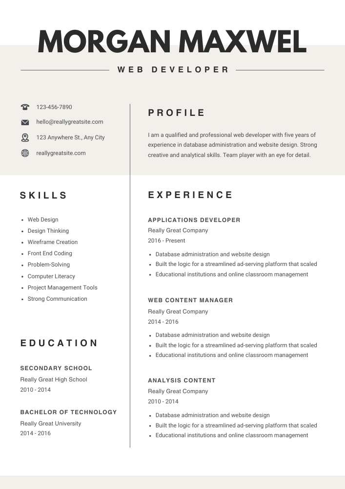 Grey and White Clean Minimalist CV Resume Grey and White Clean Minimalist CV Resume – Editable Canva Template | Modern Reverse-Chronological ATS-Friendly Resume