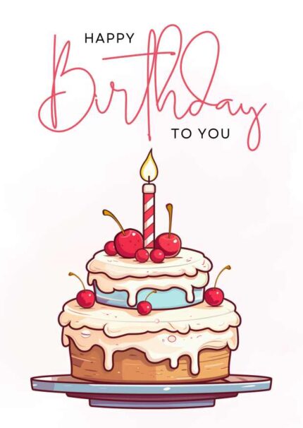 Pink Watercolor Happy Birthday Greeting Card