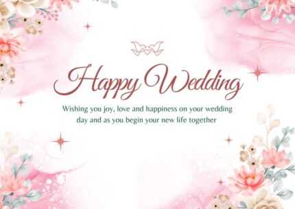 Pink and Green Floral Wedding Postcard
