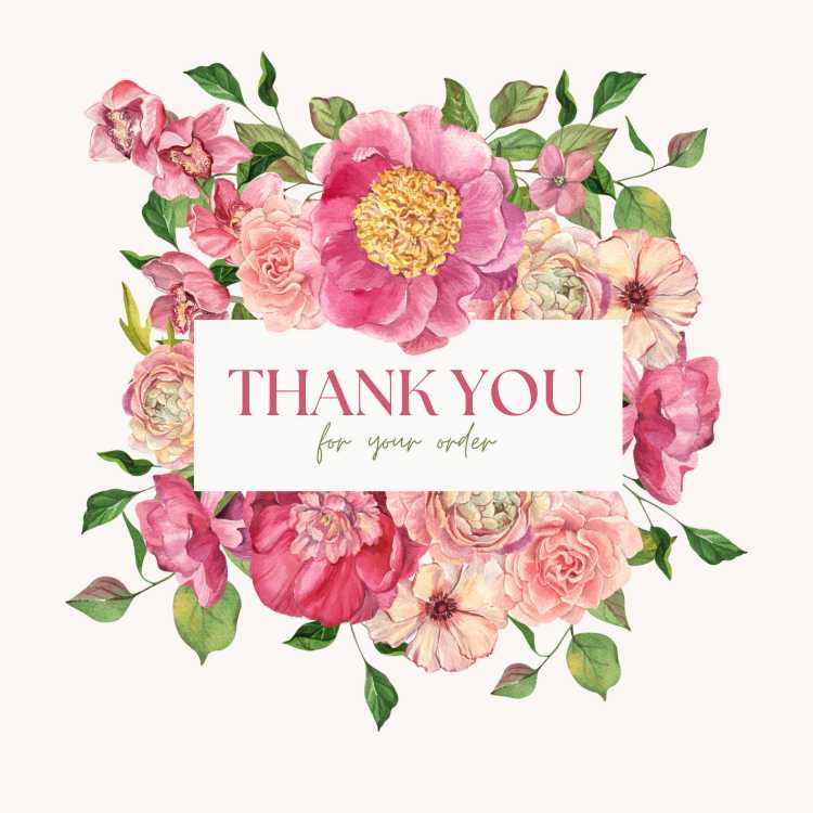 Pink and Green Flowers Thank You Business Card