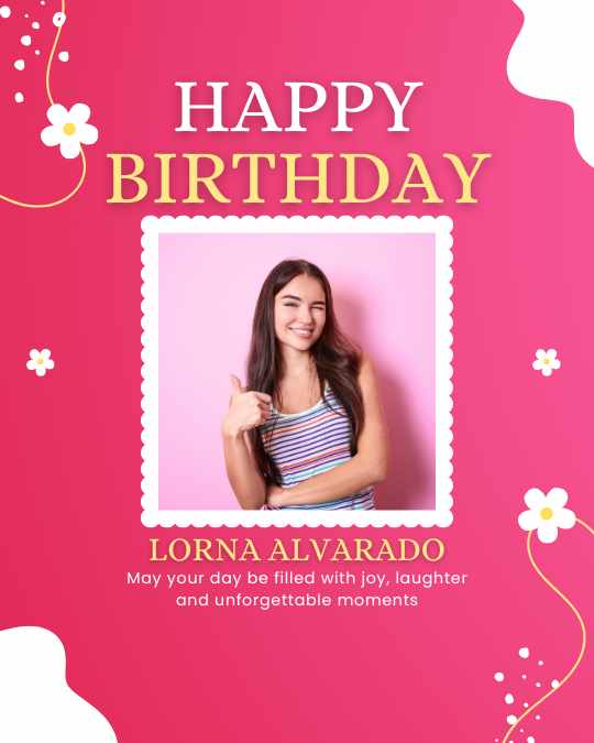 Pink and White Illustrative Happy Birthday Instagram Post