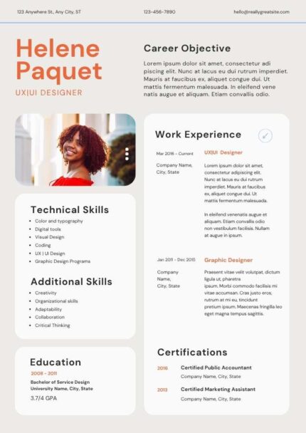 Professional Resume for UX UI Designer | Editable Template | Modern ATS Friendly Canva CV