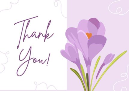 Purple Floral Thank You Card | Editable Canva Template | Elegant Minimalist Appreciation Note