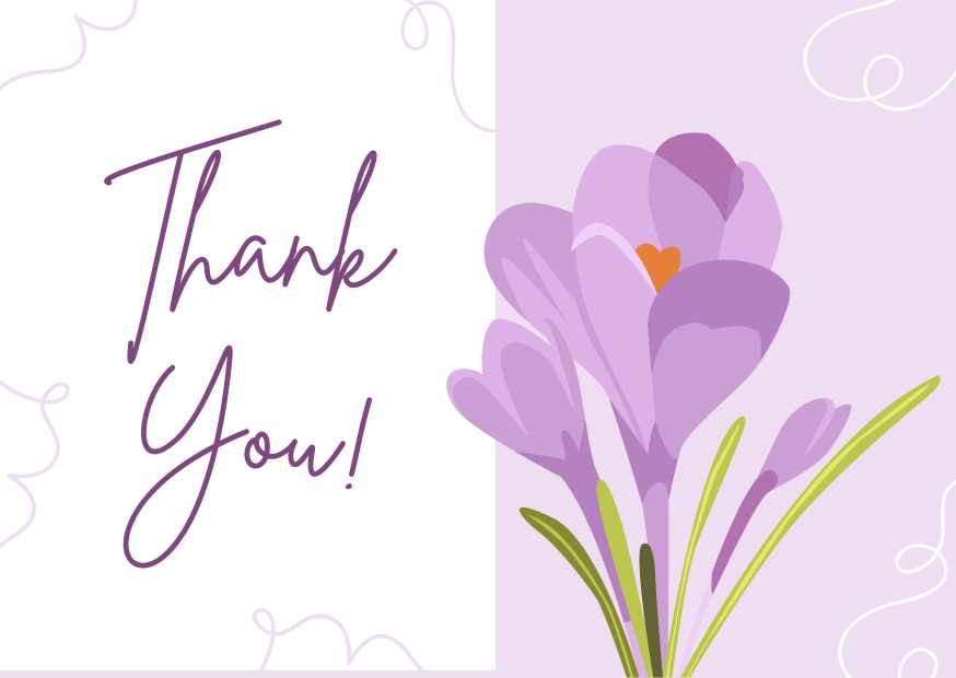 Purple Floral Thank You Card