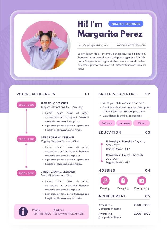 Purple Pink White Modern Minimalist UI Graphic Designer Resume Purple Pink White Modern Minimalist UI Graphic Designer Resume – Editable Canva Template | ATS-Friendly Creative CV