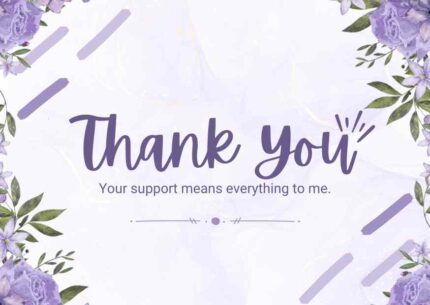 Purple & White Watercolor Simple Thank You Card