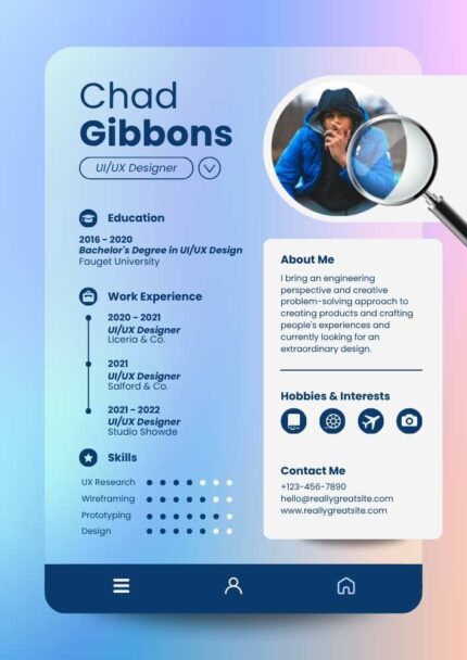 Purple and Pink Gradient UI/UX Designer Resume | Editable Template | Modern ATS Friendly Canva CV