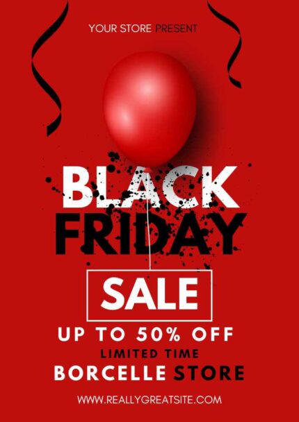 Red And White Minimalist Black Friday Flyer Portrait