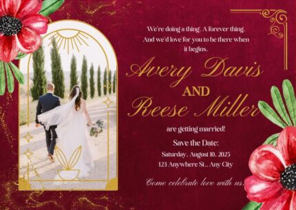 Red Gold Elegant Wedding Invitation Card