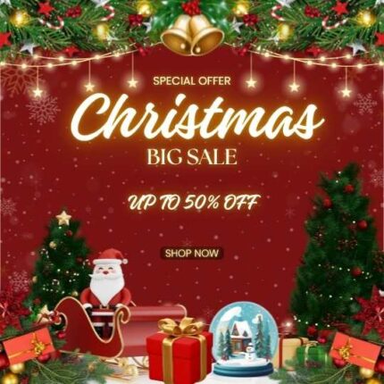 Red and Green Modern Christmas Sale Instagram Post Editable Template