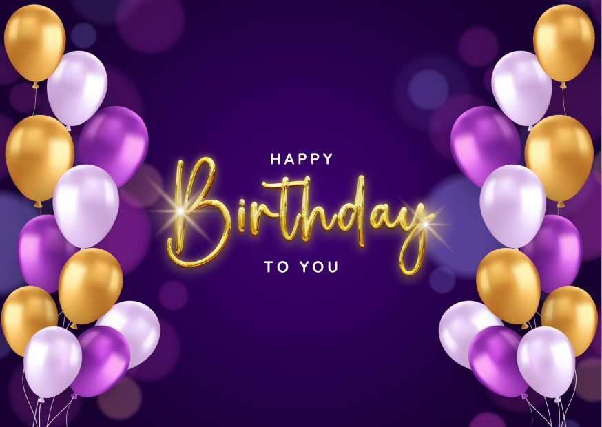 Violet Exciting Happy Birthday Greeting Card Violet Exciting Happy Birthday Greeting Card