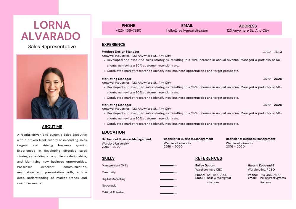 White Black and Pink Minimalist Job Application Resume White Black & Pink Minimalist Job Application Resume – Editable CV Template