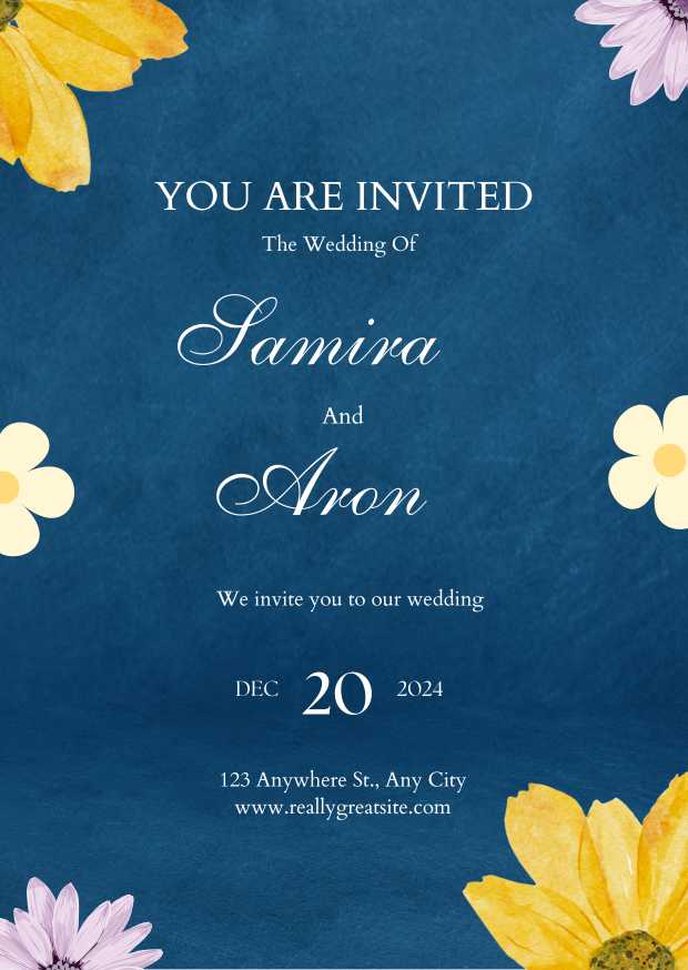 White and Blue Modern Elegant Wedding Invitation Card