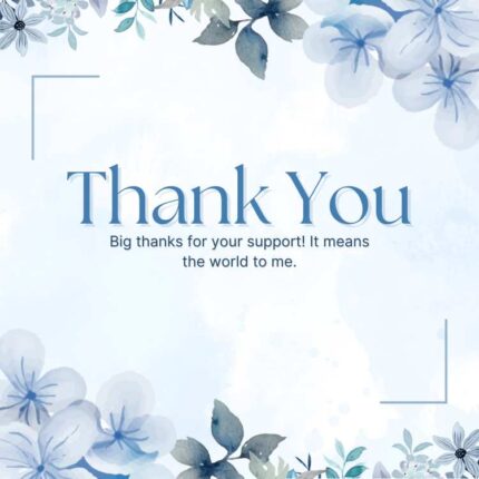 White and Blue Watercolor Thank You Card