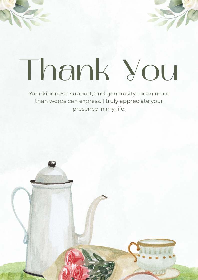 White and Green Watercolor Thank You Poster