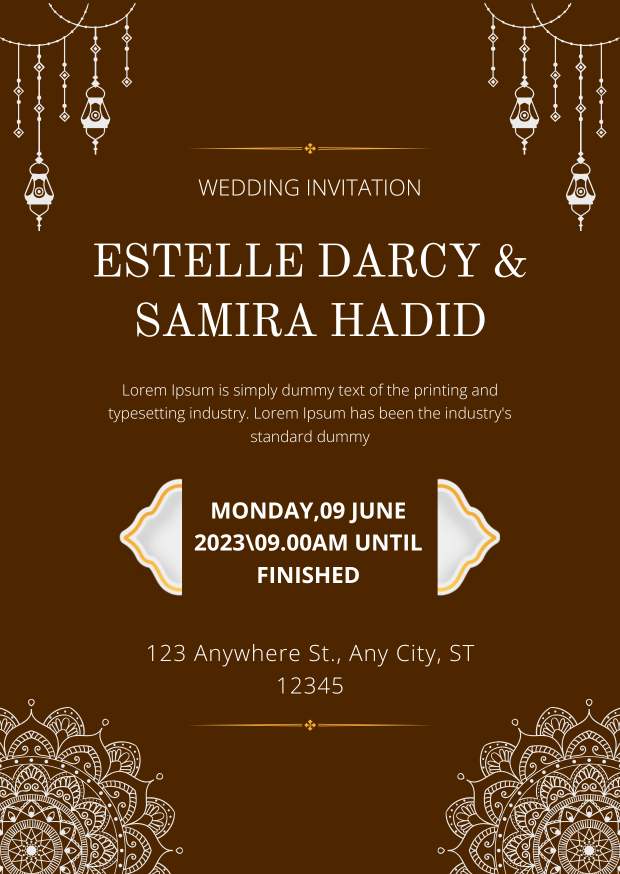 brown white elegant wedding Invitation
