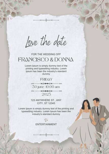 gray white aesthetic wedding invitation a4 document