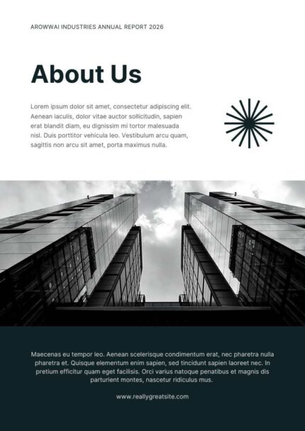 Black and White Monochrome Professional Annual Report – Clean Editable Corporate Template