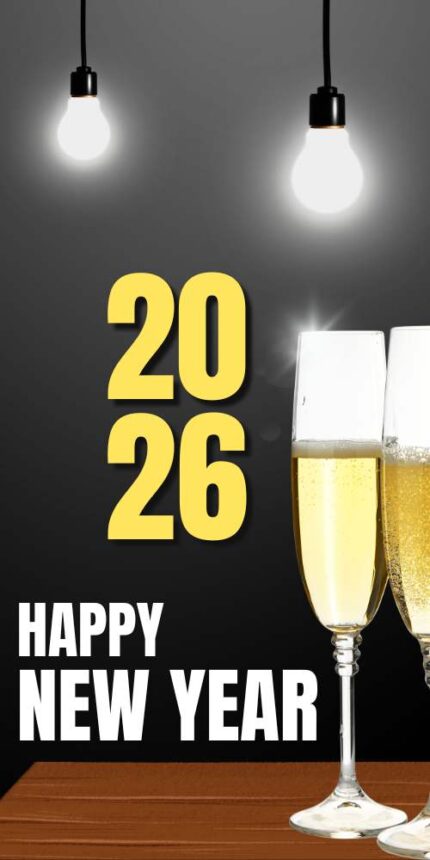 Black Modern Happy New Year 2023 Cards