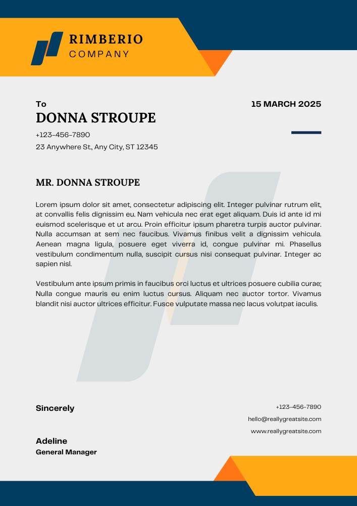 Black and Grey Modern Minimalist Company Letterhead