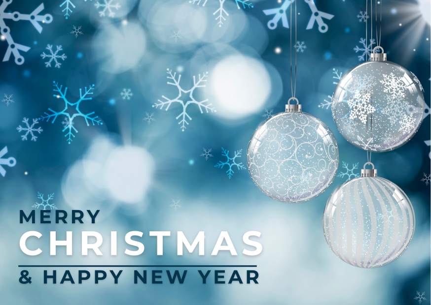 Blue Excited Merry Christmas and Happy New Year Card