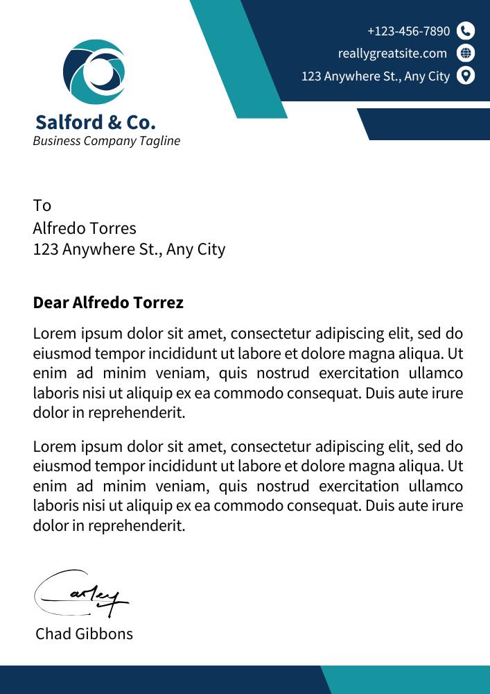 Blue Modern Business Letterhead