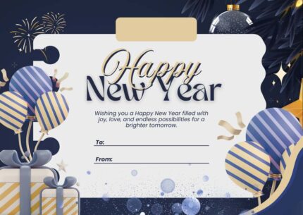 Blue and Gold Playful New Year Card